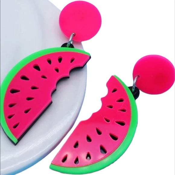 •Watermelon Design Drop Earrings• - Picture 4 of 5